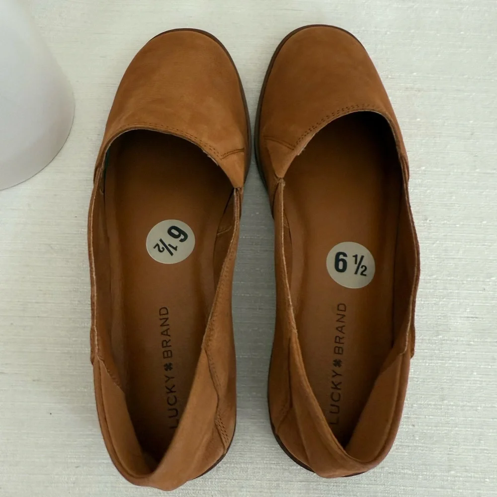 Lucky Brand Harping Brown Tan Nubuck Two Way Casual Flats - Picture 9 of 13